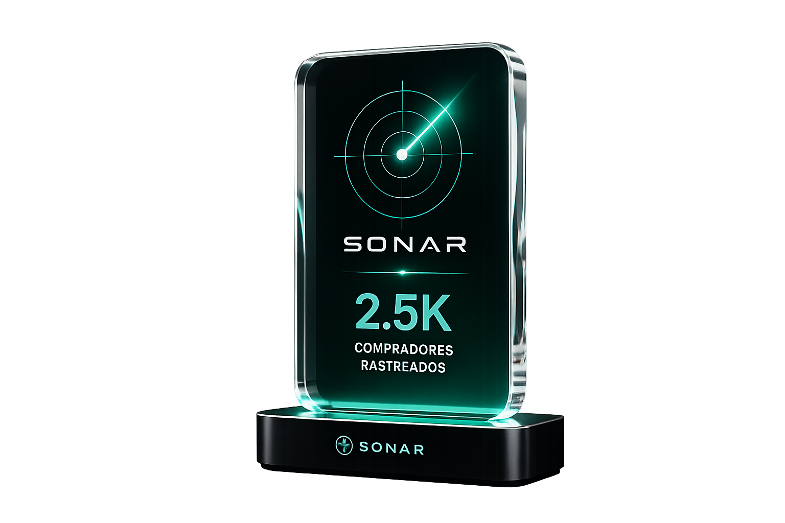 Placa de premiação Sonar — 2,5K compradores rastreados