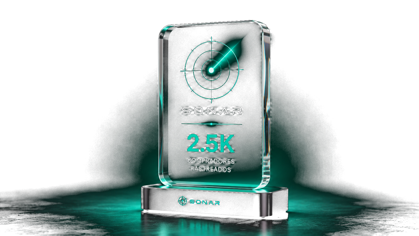 Placa de premiação Sonar — 2,5K compradores rastreados